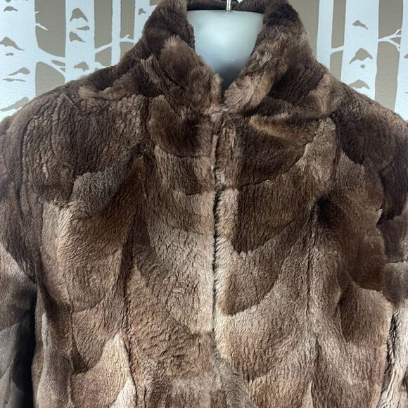 2 in 1 Reversible Brown Sheared Fur Jacket - Picture 9 of 9